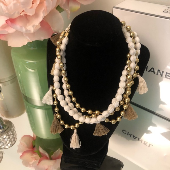 Chico’s Boho Neutral Mini Tassel Long Necklace - Picture 2 of 5